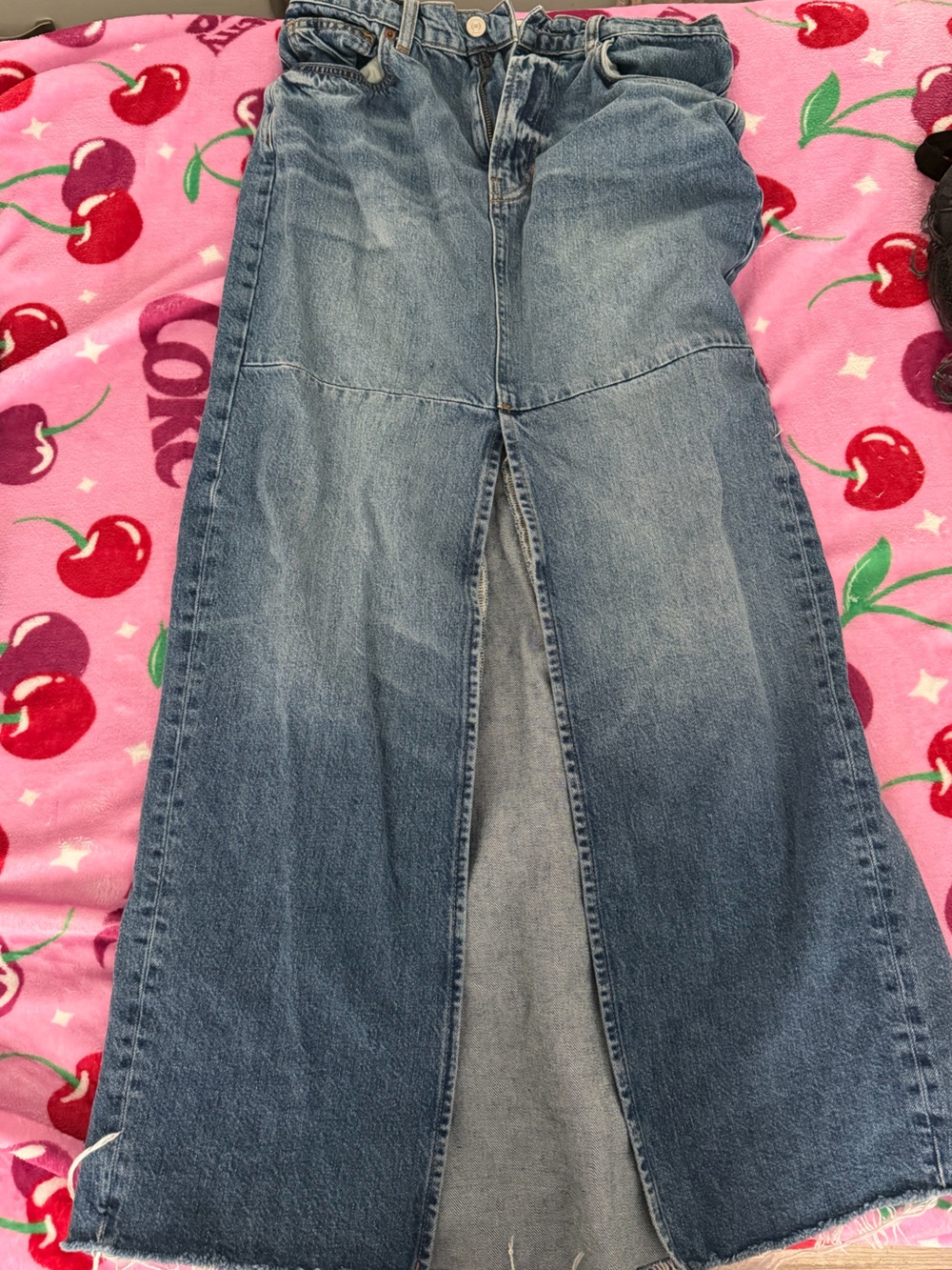 Reformation Light Blue Denim Flare Skirt